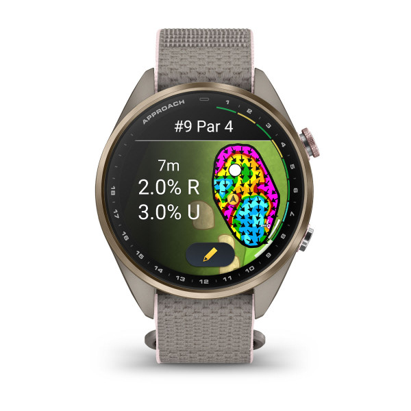 Garmin Approach S72 Soft Gold/Blush Pink Titanium Bezel с French Grey/Blush Pink ComfortFit Fabric каишка 010-04147-04