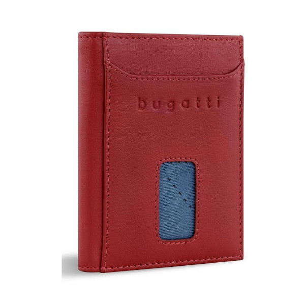 Кожен портфейл Bugatti - Secure Slim Special Zip Mini, червен