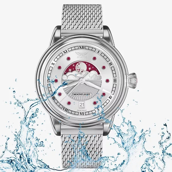 ЧАСОВНИК АVIATOR DOUGLAS MOONFLIGHT GEMSTONE EDITION RUBY 36MM V.1.33.0.419.5