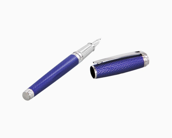 Писалка S.T.Dupont LINE D LARGE OCEAN BLUE AND PALLADIUM LACQUERED FIREHEAD GUILLOCHE 410001L