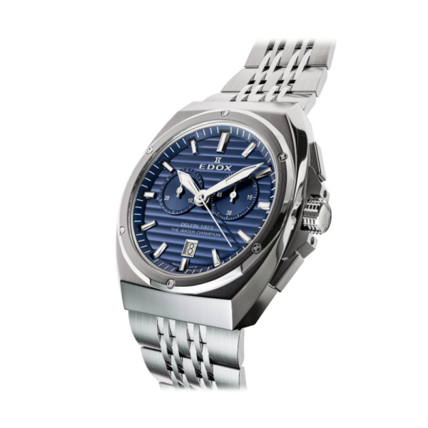 Edox Delfin 1973 Chronograph син циферблат 43 мм