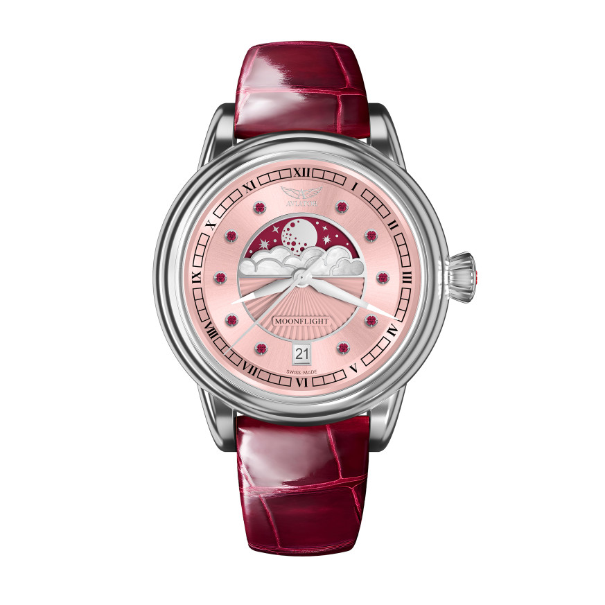 ЧАСОВНИК АVIATOR DOUGLAS MOONFLIGH GEMSTONE EDITION RUBY 36MM V.1.33.0.417.4