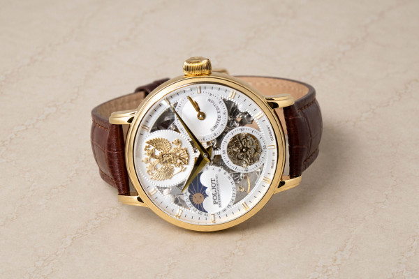часовник poljot international dynasty iii сребрист циферблат синя каишка classicwatches.bg