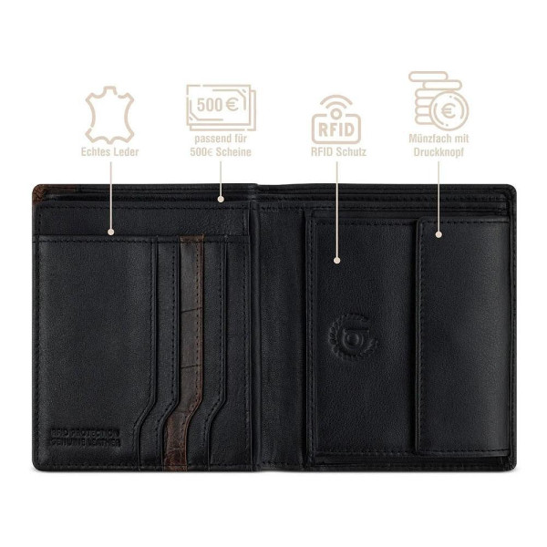 Мъжки портфейл Bugatti - Corso DeLuxe Upright, черен