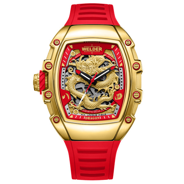 часовник welder w75 wrt1015 златен корпус червена силиконова каишка classicwatches.bg