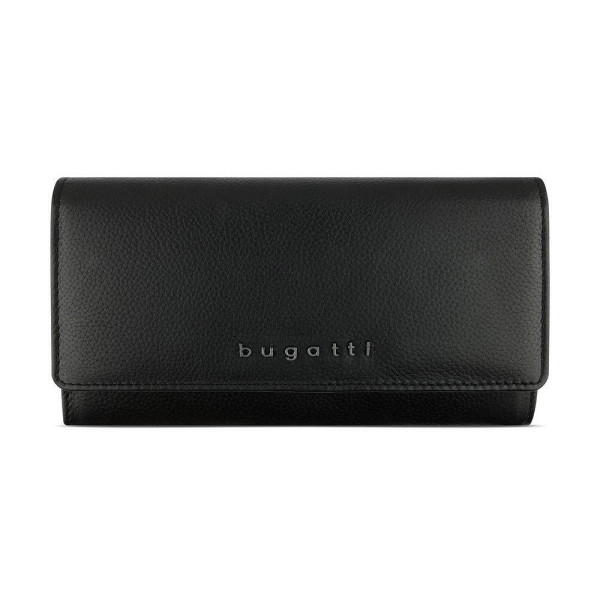 Дамски кожен портфейл Bugatti Bella Ladies Flip Long Wallet, RFID защита, черен