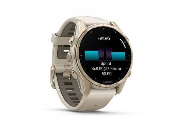 GARMIN FENIX 8 43MM AMOLED SAPPHIRE SOFT GOLD С FOG GRAY/DARK SANDSTONE СИЛИКОНОВА КАИШКА 010-02903-11