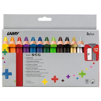 Цветни моливи Lamy 3plus - 12 цвята, с oстрилка