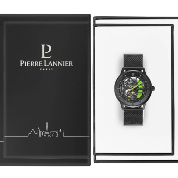 часовник pierre lannier 338a469 open heart автоматик черен дизайн classicwatches.bg
