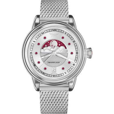 ЧАСОВНИК АVIATOR DOUGLAS MOONFLIGHT GEMSTONE EDITION RUBY 36MM V.1.33.0.419.5