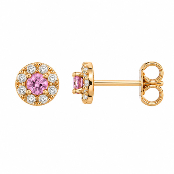 Cara Diamanti gold earrings with diamonds and pink sapphire BB0364ZR