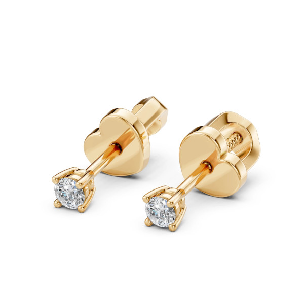 Cara обеци с диаманти 0.12 ct – ЗЛАТНО БИЖУ 14К K102-10012/1Y(2.5)/14K