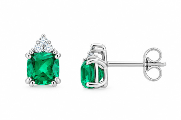 COMETE gold earrings with diamonds and emerald ORB991