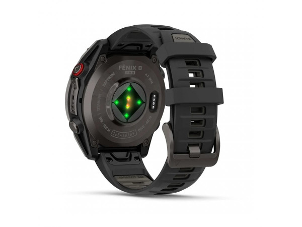 GARMIN FENIX 8 PRO 47MM AMOLED SAPPHIRE CARBON GRAY DLC TITANIUM С BLACK/PEBBLE GRAY СИЛИКОНОВА КАИШКА 010-03198-01