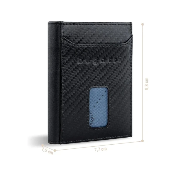 Калъф за карти и документи Bugatti - Secure Slim Carbon, черен