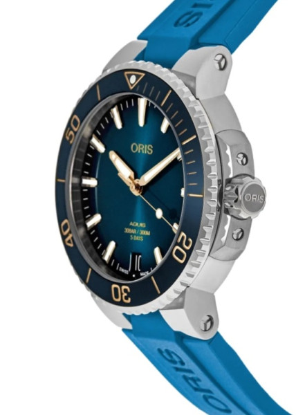 Oris Aquis Date Calibre 400 41.5mm – синя гумена каишка и прозрачна задница – ClassicWatches.bg