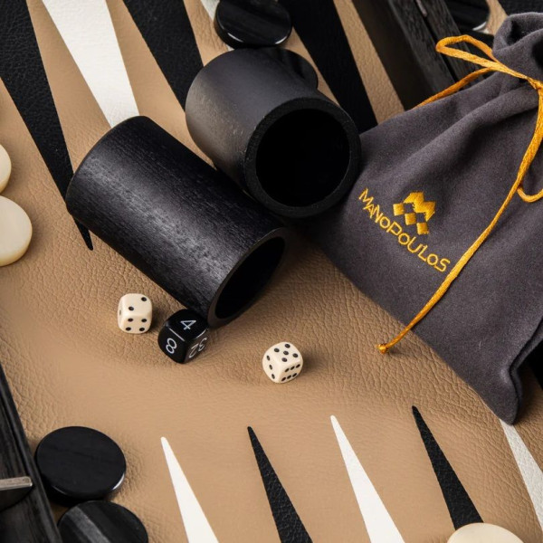 BACKGAMMON FOR GAME MANOPOULOS - LEATHERETTE MOCHA BROWN, 60 X 48 CM, ECO LEATHER