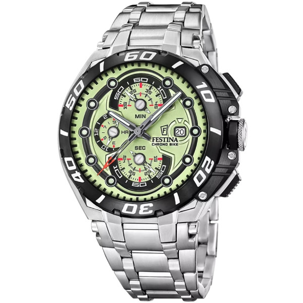 часовник festina f20754/3 мъжки зелен циферблат стоманена верижка classicwatches.bg