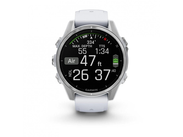 GARMIN FĒNIX® 8 - 43 мм, AMOLED - FĒNIX® 8 - 43 мм, AMOLED - Silver с Whitestone силиконова каишка