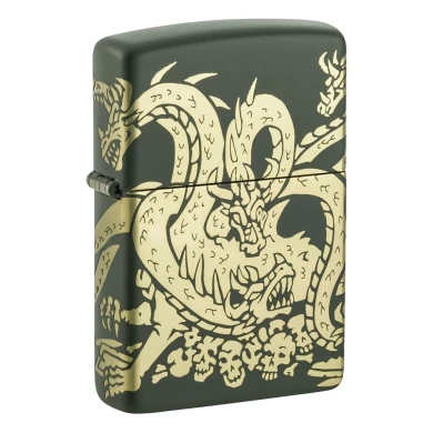 Запалка Zippo - Dragon Design Green Matte Laser 360°