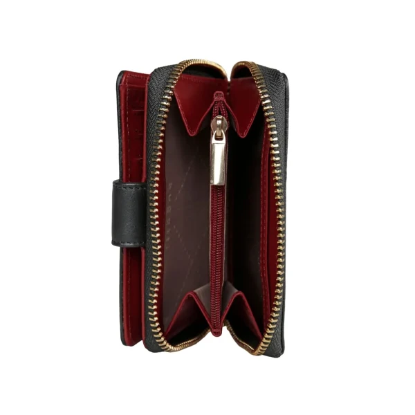 Дамски портфейл Bugatti - Viola S, RFID защита, черен/червен