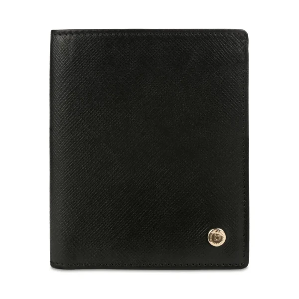 Мъжки портфейл Bugatti - Roccia Upright with Flap, RFID защита, малък, черен