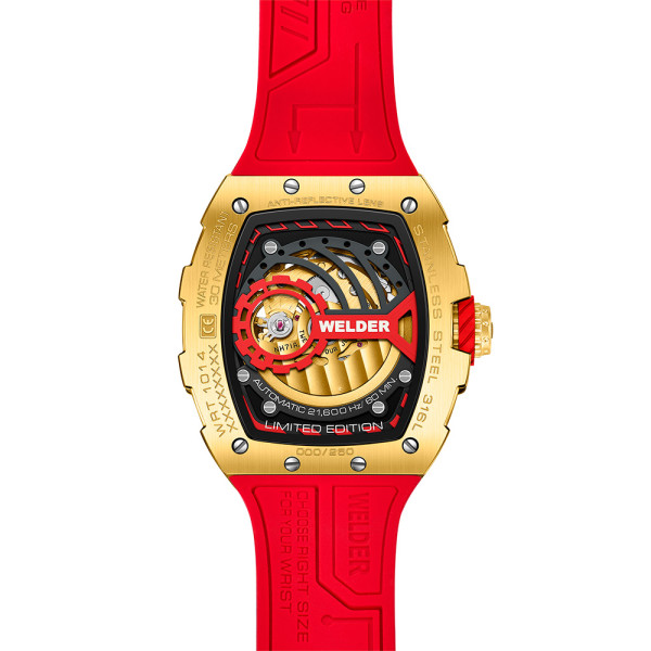 часовник welder златен скелетон червена силиконова каишка лимитиран модел classicwatches.bg
