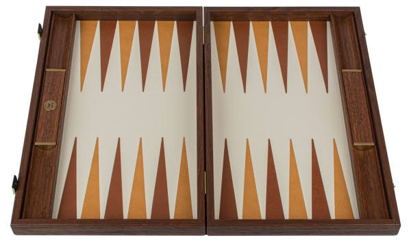 LUXURY BACKGAMMON FOR GAME MANOPOULOS - KNITTED LEATHER, 60 X 48 CM, GENUINE LEATHER, BROWN