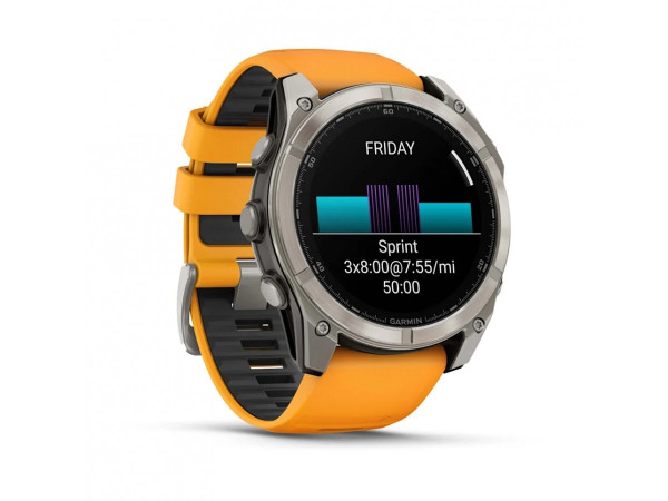 GARMIN FENIX 8 51MM AMOLED SAPPHIRE TITANIUM СЪС SPARK ORANGE/GRAPHITE СИЛИКОНОВА КАИШКА 010-02905-11