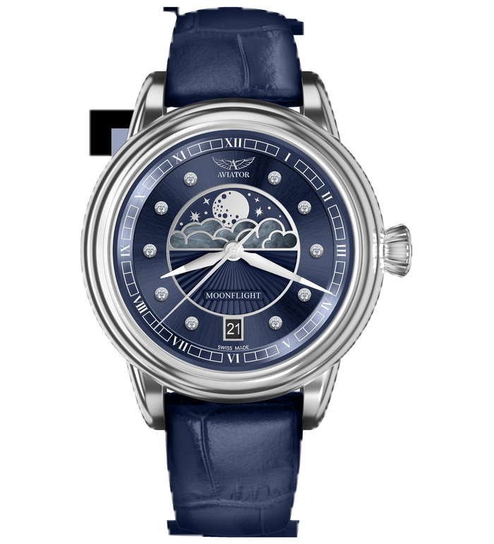 ЧАСОВНИК АVIATOR DOUGLAS MOONFLIGHT DIAMONDS 36MM V.1.33.0.379.4