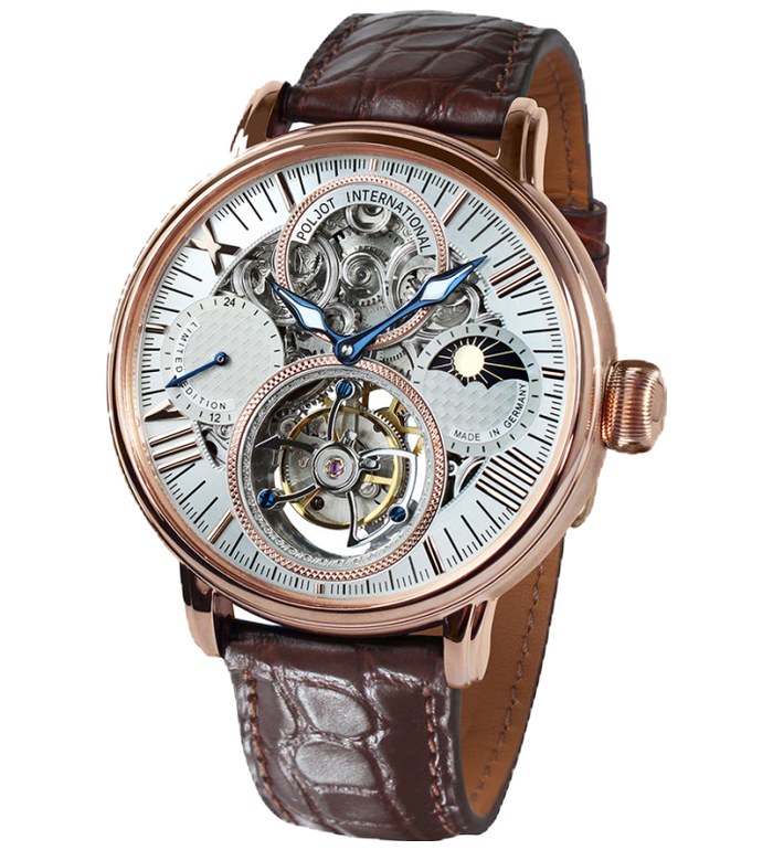 Часовник POLJOT INTERNATIONAL TOURBILLON SKELETON OSEM 43MM LIMITED EDITION 100PIECES 3360.T88-SR