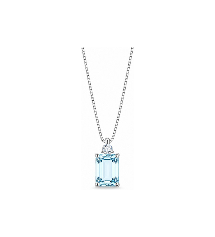 Comete necklace diamond and aquamarine GLQ278