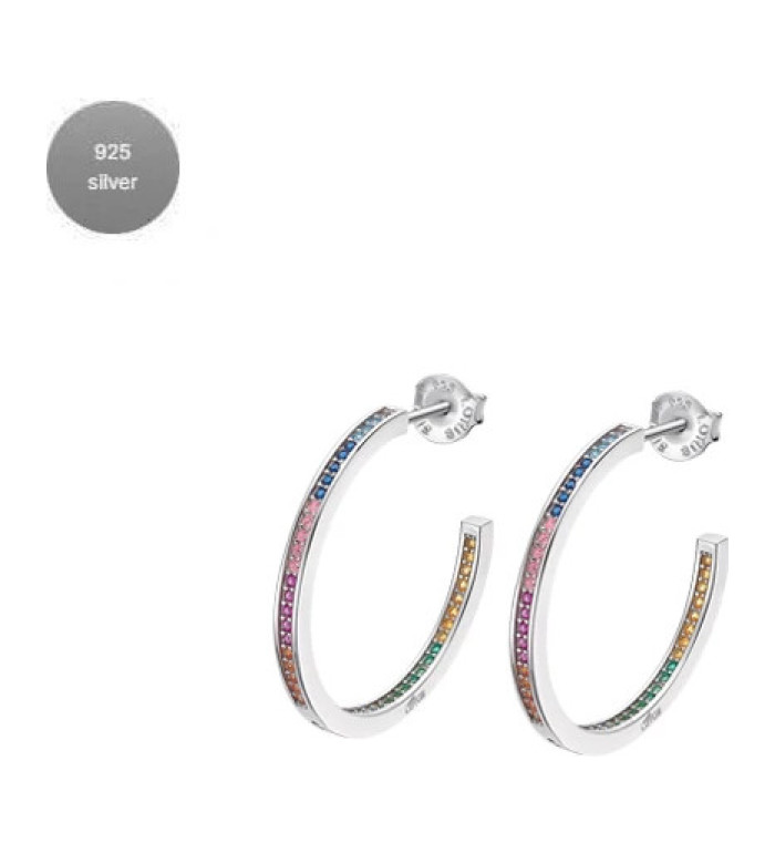 LOTUS SILVER HOOPS SILVER EARRINGS LP1937-4/8