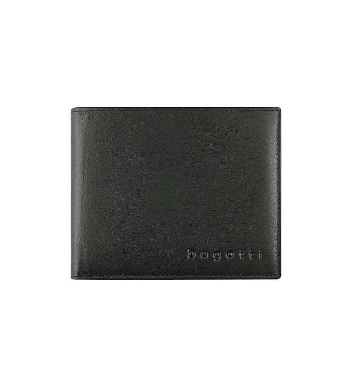 Кожен портфейл Bugatti - Super Slim With Flap, черен