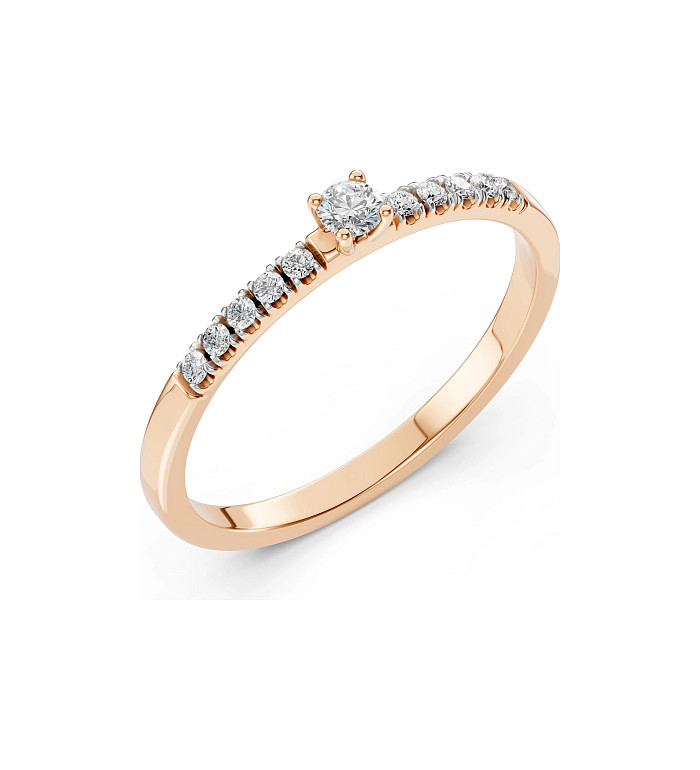 Cara пръстен с диаманти 0.07+0.10 ct – ЗЛАТНО БИЖУ 14К K101-10126/2R(2.6)/14K