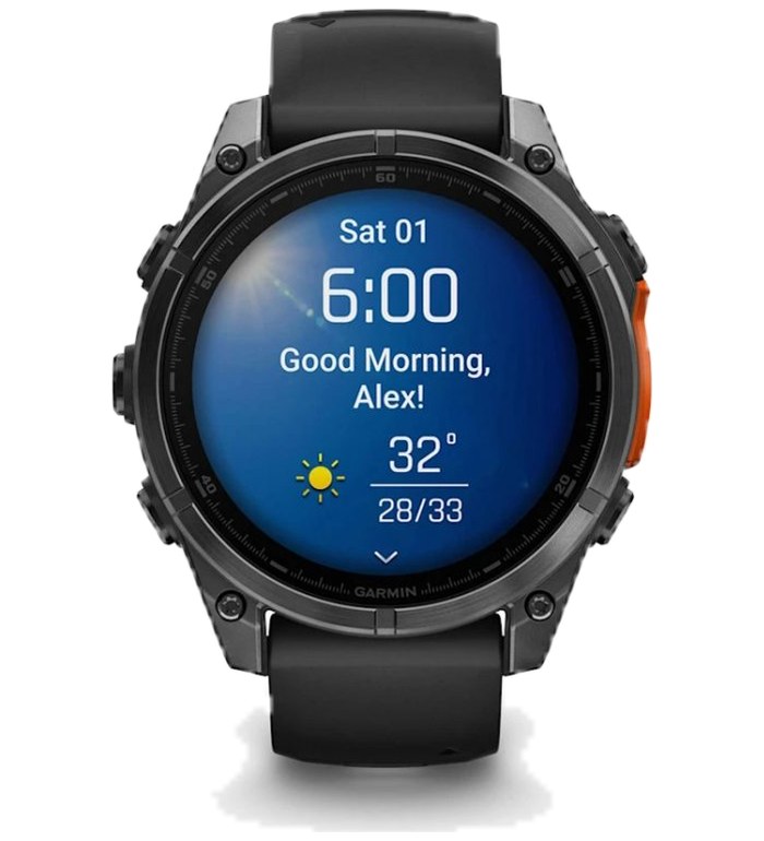 ЧАСОВНИК GARMIN FENIX 8 51MM AMOLED SAPPHIRE CARBON GRAY DLC TITANIUM С BLACK/PEBBLE GRAY СИЛИКОНОВА КАИШКА 010-02905-21