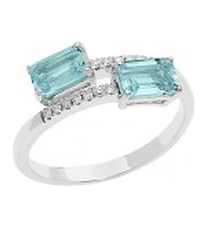 COMETE GOLD RING DIAMONDS AND AQUAMARINE ANQ331