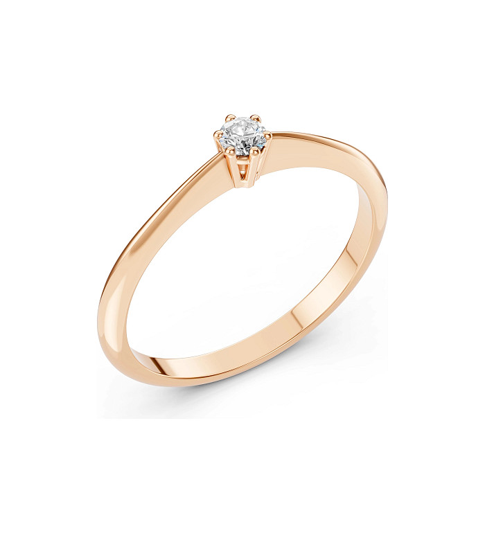 Cara пръстен с диамант 0.10 ct – ЗЛАТНО БИЖУ 14К K101-10027R(3.0)/14K