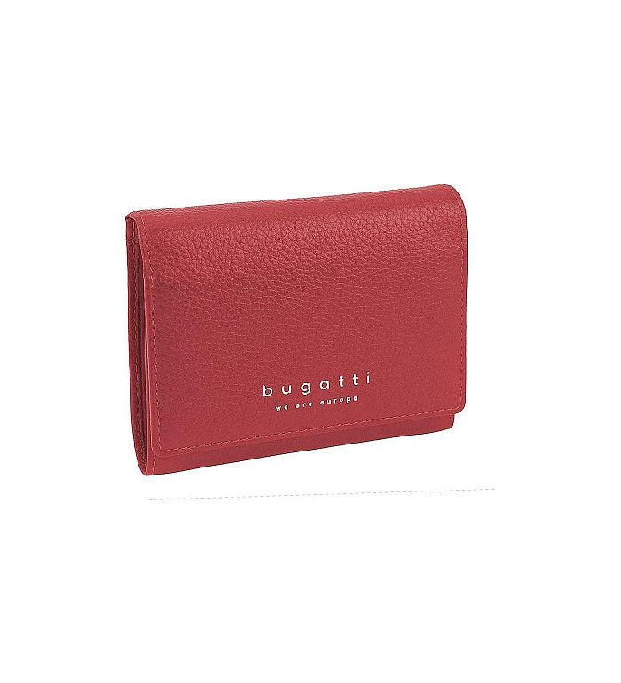 Дамски портфейл Bugatti - Linda Continental, eстествена кожа, червен