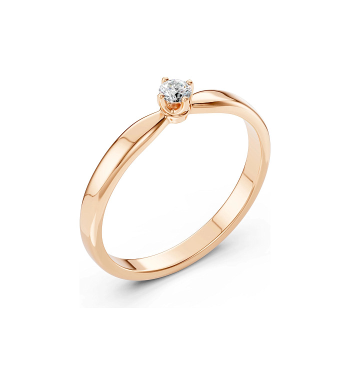 Cara пръстен с диамант 0.10 ct – ЗЛАТНО БИЖУ 14К K101-10041R(3.0)/14K