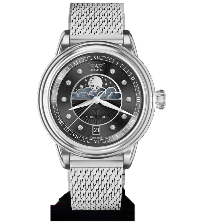 Часовник AVIATOR DOUGLAS MOONFLIGHT DIAMONDS 36M V.1.33.0.381.5