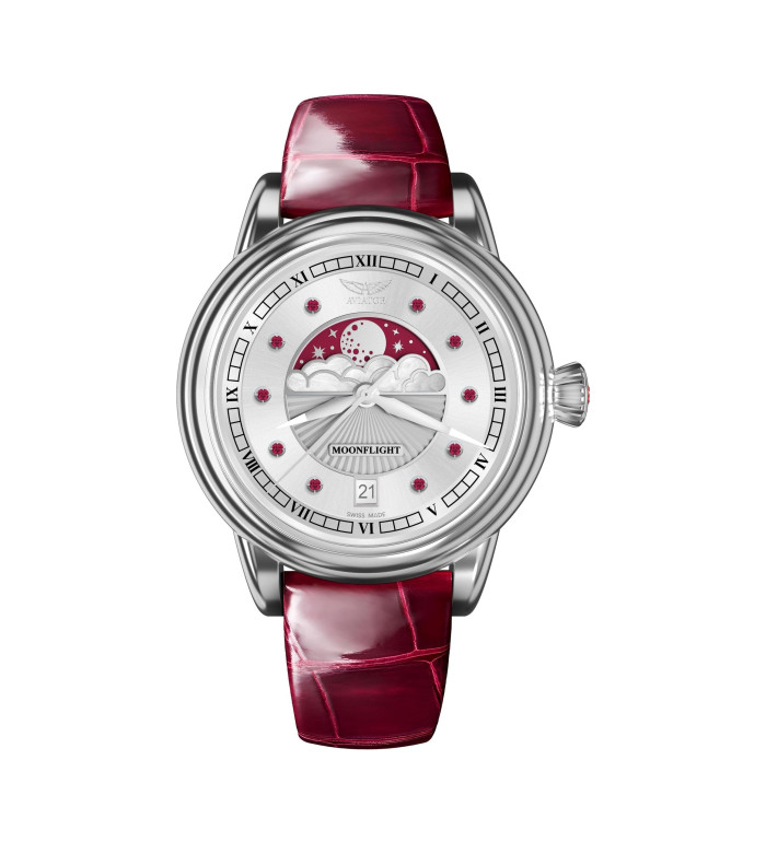 ЧАСОВНИК АVIATOR DOUGLAS MOONFLIGHT GEMSTONE EDITION RUBY 36MM V.1.33.0.419.4