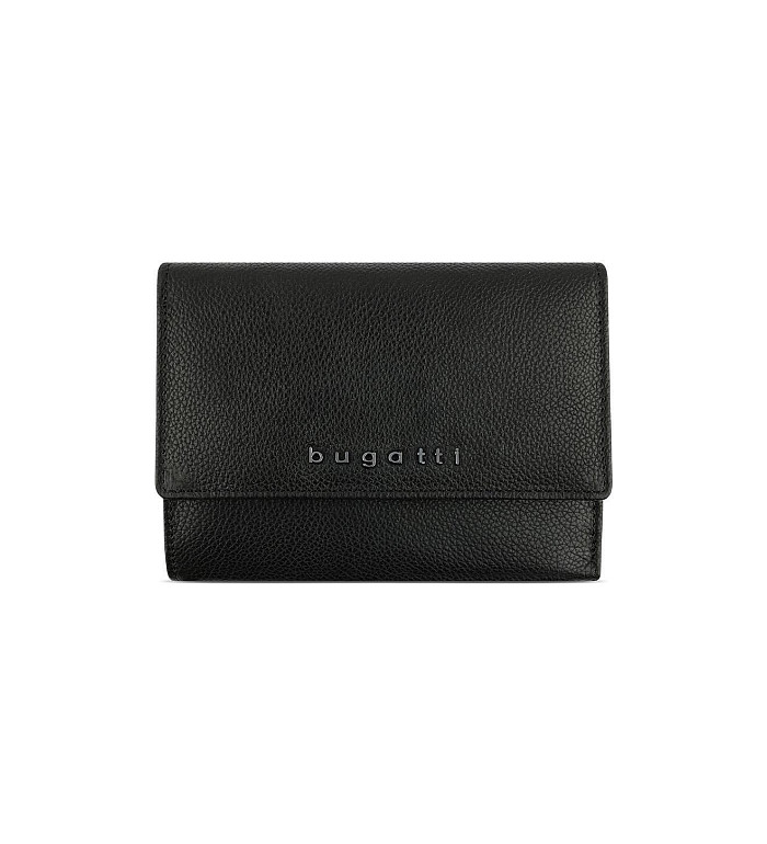 Дамски кожен портфейл Bugatti Bella Ladies Flip Wallet, RFID защита, черен