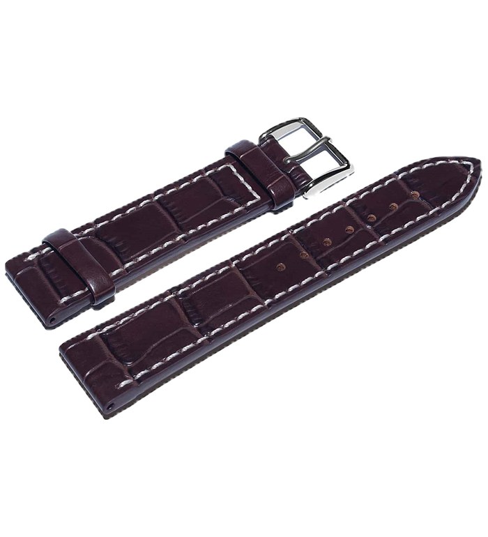 REDBROWN CALFSKIN WATCH STRAP WITH CROCO-OPTICS