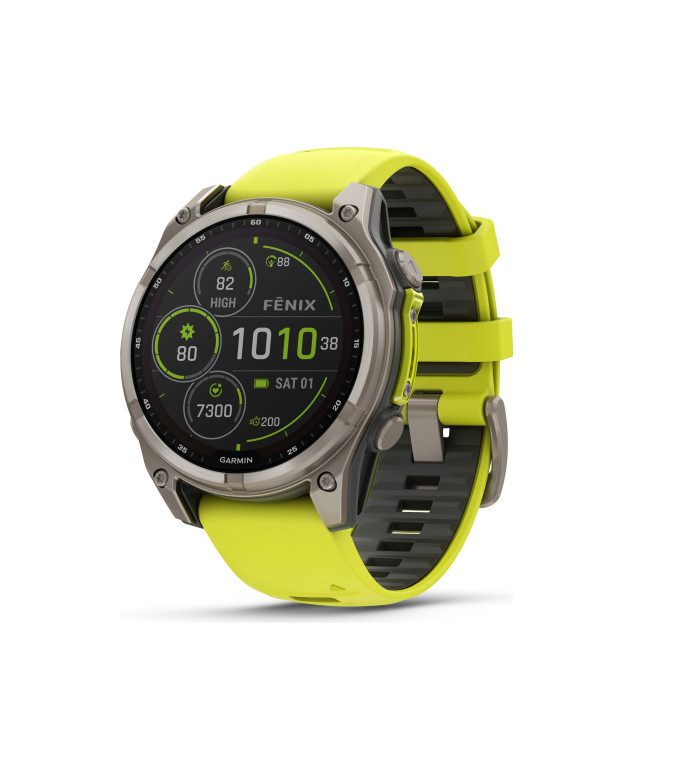 GARMIN FENIX 8 47MM SOLAR SAPPHIRE TITANIUM С AMP YELLOW/GRAPHITE СИЛИКОНОВА КАИШКА 010-02906-21