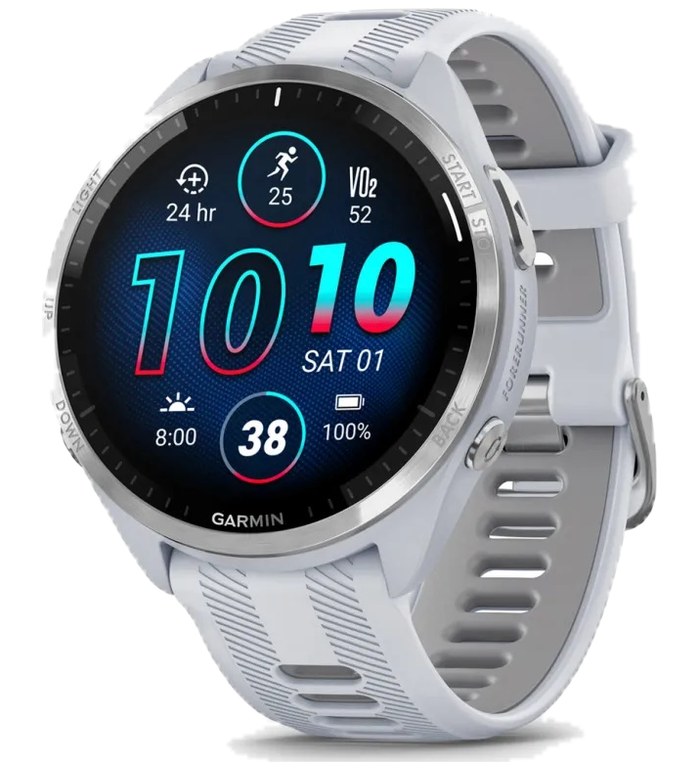 GARMIN FORERUNNER 965 TITANIUM БЕЗЕЛ С WHITESTONE КОРПУС И WHITESTONE/POWDER GREY СИЛИКОНОВА КАИШКА 010-02809-11
