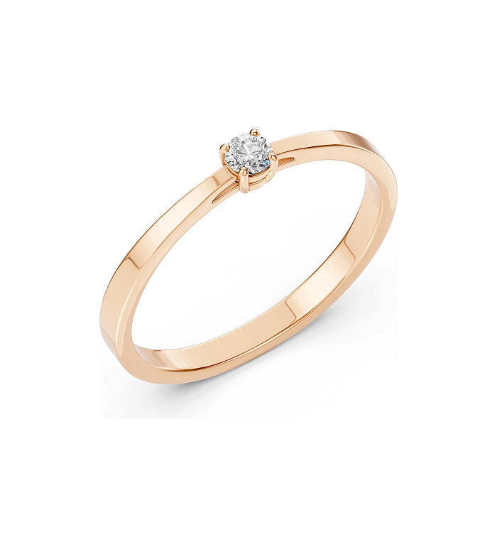 Cara пръстен с диамант 0.10 ct – ЗЛАТНО БИЖУ 14К K101-10012/1R(3.0)/14K