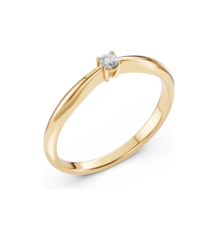 Cara пръстен с диамант 0.10 ct – ЗЛАТНО БИЖУ 14К K101-10021Y(3.0)/14K