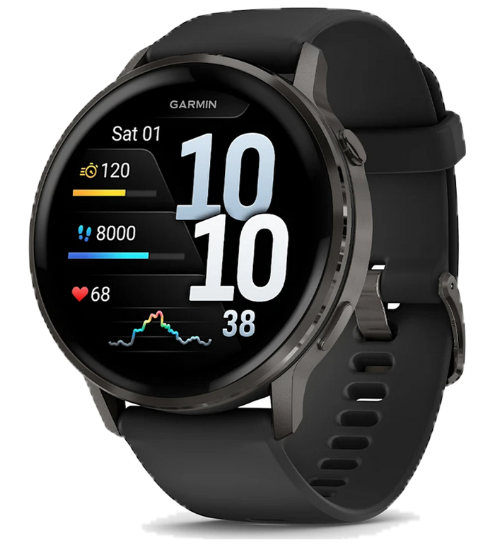 ЧАСОВНИК GARMIN VENU 4 45ММ SLATE С BLACK СИЛИКОНОВА КАИШКА 010-03014-00