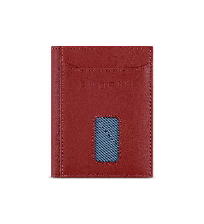 Кожен портфейл Bugatti - Secure Slim Special Zip Mini, червен